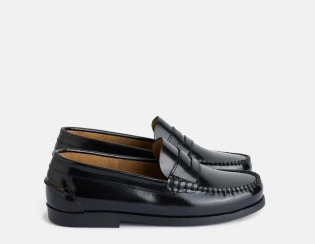 Mocasines de Cuero Silbon, Zapato Máscara Negro Niños Talla 11 US/EU 28 Español Nuevo En Caja