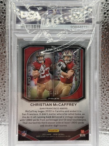 2023 Panini Prizm Christian McCaffrey /25 Mojo All Purpose PSA 10 Low Pop - Bild 2 von 3