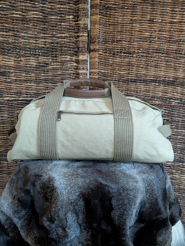 Eddie Bauer Canvas Overnight Seesack Herren hellbraun Damen Leder Camping Fitnessstudio - Bild 2 von 11