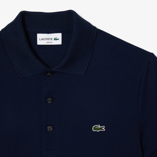 Lacoste Men’s Slim Fit Polo Shirt PH6348-98 - Navy Blue Stretch Piqué - Picture 2 of 8