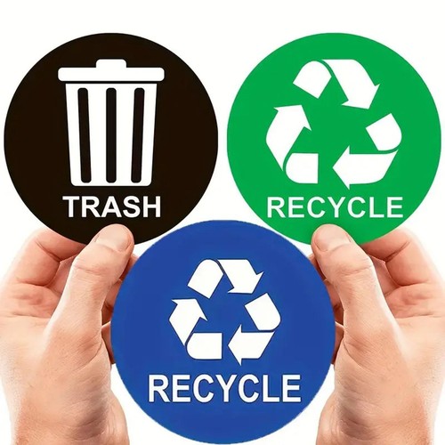 9 Pieces Recycle Stickers for Trash Can Recycling Trash Bin Stickers 5 x 5 - Picture 2 of 7