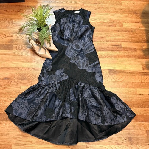 Vestido de cóctel Kay Unger Beatrix para mujer 8 floral alto bajo con volantes de té sin mangas  - Imagen 1 de 10