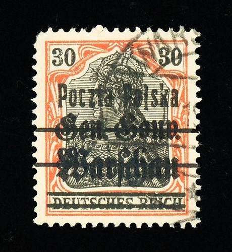 [POLAND] 1918 Occupation: 30pf SC 24 ‘Gen.-Gouv. Warschau’ overprint (used) - Picture 1 of 2