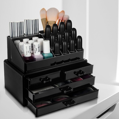 4 DRAWER COSMETIC ORGANISER BLACK MAKEUP RACK ACRYLIC NAIL LIPSTICK DISPLAY STAN - Picture 6 of 12