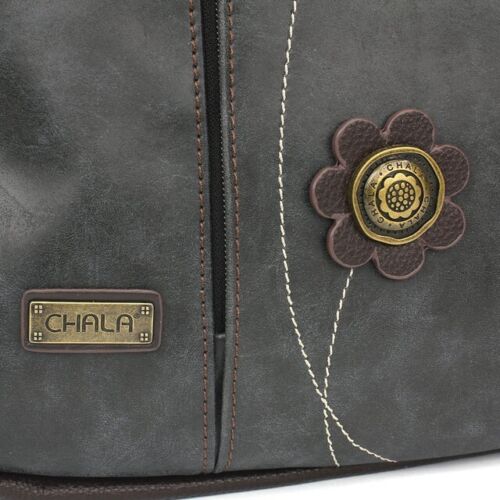 New Chala Zip Tote Shoulder Large Bag Coin Purse BLACK gift TABBY GREY CAT - Picture 3 of 7