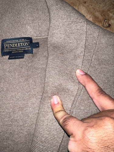 Pendleton Mens Taupe Brown Cotton Blend Shawl Cardigan Button Comfort Warm Sz L - Picture 8 of 9