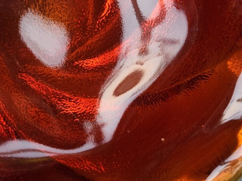 Vintage Fenton Swirl Red And Orange Cadmium Glass Ashtray - Picture 14 of 23