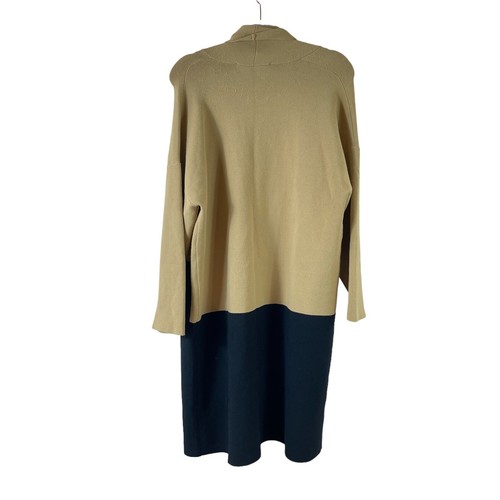 ZARA Damen Gr. S Stretch Strick Camel Schwarz Colorblock Vorne offen Über Mantel - Bild 2 von 4