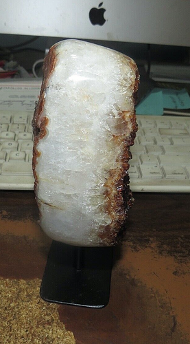 LG. VERY DARK CITRINE CRYSTAL CLUSTER GEODE FROM BRAZIL CATHEDRAL W' STEEL BASE - Picture 3 of 5