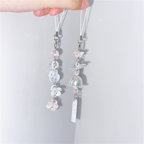 2Pcs Winds Chime Flowers Pendant Phone Strap Portable Lanyard for Girls Women - Zdjęcie 5 z 8