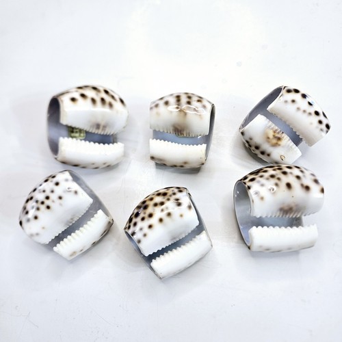  6 soportes de anillo de servilleta Cowrie Seashell mesa paisaje - Imagen 4 de 4