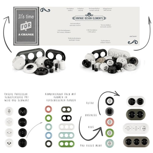 Unterputz Porzellan Retro Wechselschalter Schalter 2-Fach I Serie PR1 hellgrau - Bild 4 von 8