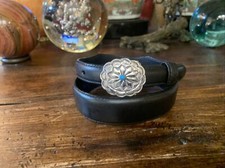Navajo James Reid style Sterling Silver Turquoise Belt Buckle Set 24-26-1  