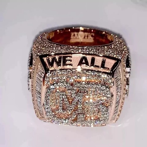 4Ct Round Cut Lab Created Diamond Men's Custom Latter Ring 14K Rose Gold Plated - Picture 4 of 8