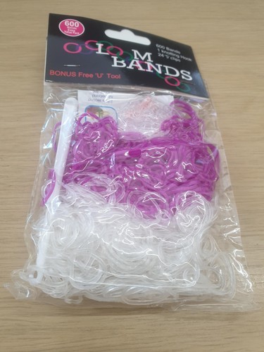 Bandas de telar púrpura y blanco - 600 bandas, 1 gancho de anudar y 24 clips S SOLO £3.49 - Imagen 4 de 12