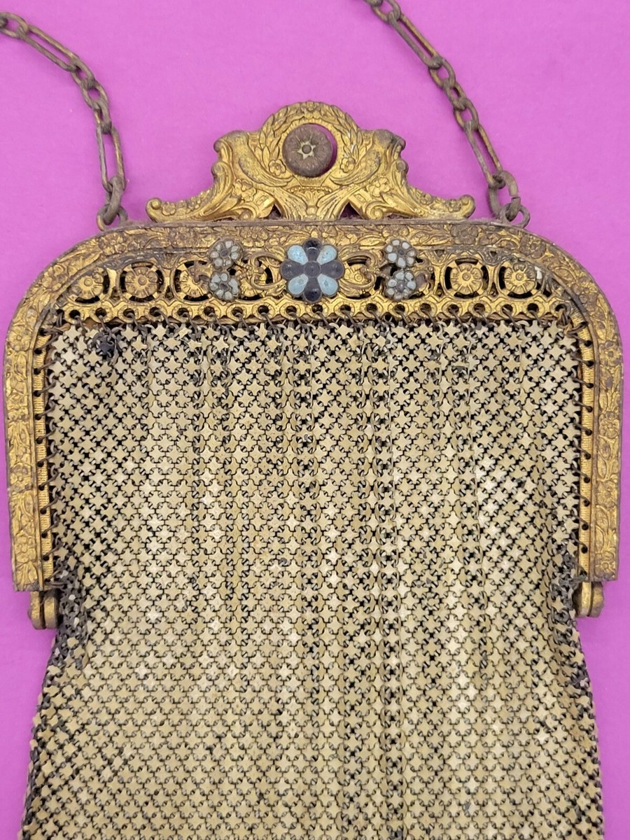 vintage 1920's flapper purse mandalian Mfg Co Enamel Mesh | eBay