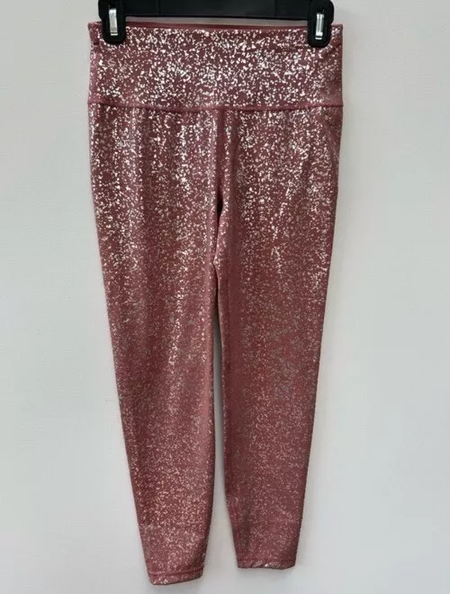 sweaty-betty metallic rose sparkle crops silver shimmery leggings