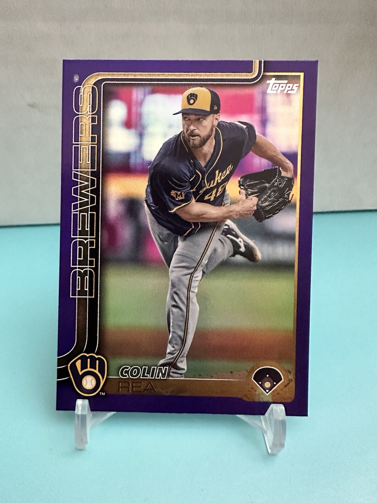 2025 Topps Series 1 Colin Rea Purple Foil /250 #75 Brewers