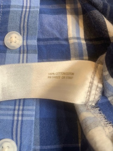 Vecchia camicia blu navy ragazzo a quadri manica corta con bottoni 3T - Foto 3 di 3