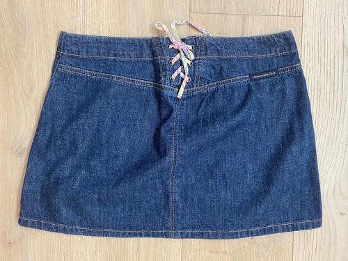 Abercrombie & Fitch Dark Denim button Closure back tie Short Skirt Size 2 EUC - Picture 4 of 4