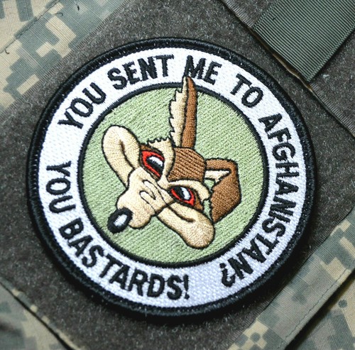 OIF WAR TROPHY Wile E. Coyote vêlkrö PATCH: You Bastards Sent me to Afghanistan  - Bild 1 von 12