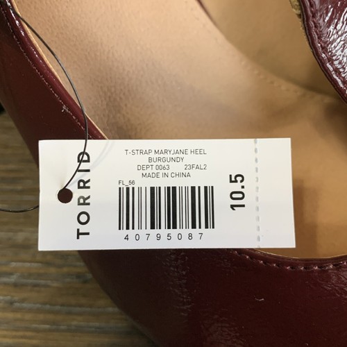 Scarpe bordeaux TORRID TG 10,5 larghezza cinturino a T plateau MARY JANE tacco 5” - Foto 12 di 12