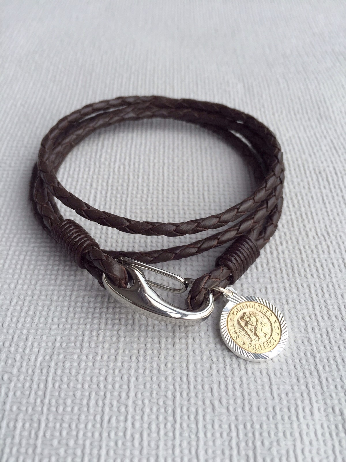 9 kt placcato oro Bracciale in in in Cuoio SAN CRISTOForo-INCISIONE GRATUITA e220b3 9 kt placcato oro Bracciale in in in Cuoio SAN CRISTOForo-INCISIONE GRATUITA e220b3