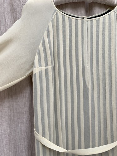 Orla Kiely Silk Pleated Cream 60’s Baby Doll Dress Sz 36 4 S, NEW Ivory Shift - Picture 4 of 8