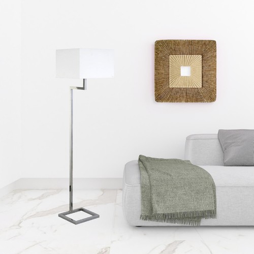 HomeRoots 64" Nickel Floor Lamp with White Frosted Glass Rectangular Shade - Picture 8 of 8