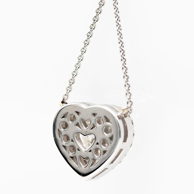 Necklace With Heart Pendant 750/18K White Gold Diamonds
