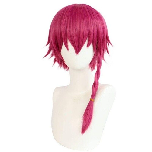 Women Wig Braid Dark Rose Red Wig Costume Wigs Ladies Hair Wig+Wig Cap - Picture 2 of 4
