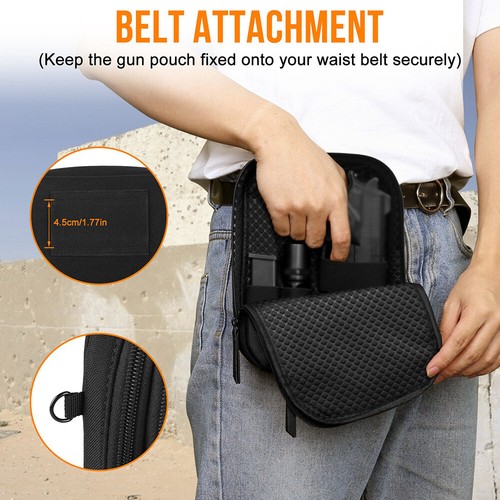 Tactical Concealed Pistol Gun Bag Magazine Pouch PU Leather Waist Bag Outdoor - Picture 5 of 6