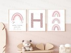 Personalised Name Wall Art A4 Prints Rainbow Fairytale Bedroom Nursery Kids Girl