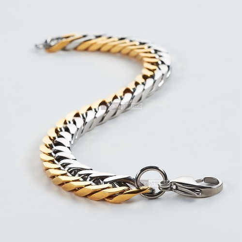 Gold silver stainless steel bracelet bikies chain thick heavy solid - 第 3/4 張圖片