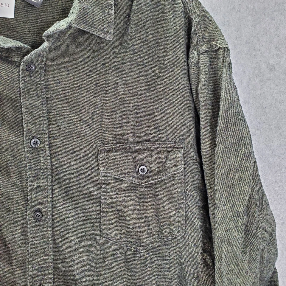 Camisa con botones Tony Hawk para hombre 2XL franela a rayas oliva manga larga bolsillos Foto 4 de 4