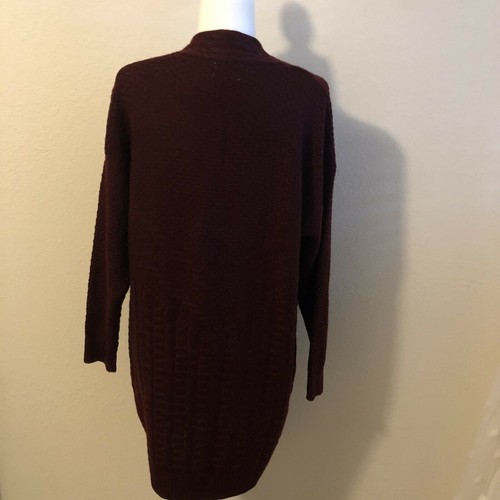 Dreamers Nordstrom Oversized Cardigan Long Cable Sweater Maroon Large - Picture 5 of 8