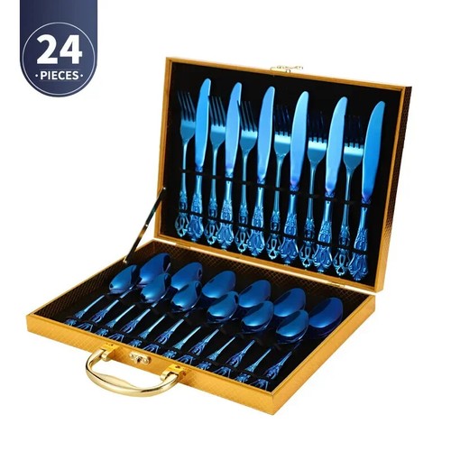 Retro Gold Besteckset Komplett Geschirr Edelstahl Geschirrset - Bild 31 von 48