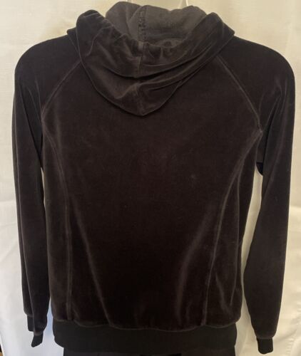 Black Velvet Hoodie Velour Women’s B. Moss Size S Vintage Made In Hong Kong - Picture 3 of 8