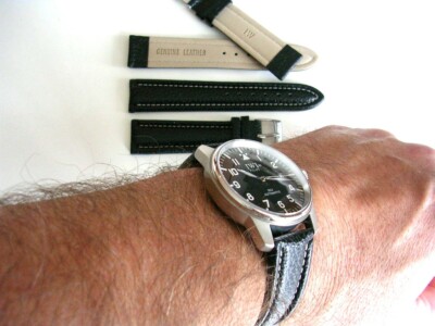 Cinturino Orologio Pelle I.W. SUISSE &ndash; 20mm, Extra Lungo, Nero O Marrone, Fatto A Mano