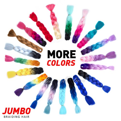 JUMBO Braiding Hair 60cm Hair Extensions Synthetic Fiber Crochet Braid Kanekalon - Picture 2 of 32