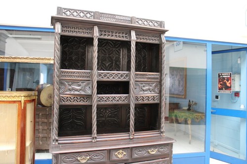 Libreria credenza stile Luigi XIII '800 con parti più antiche - Foto 6 di 7