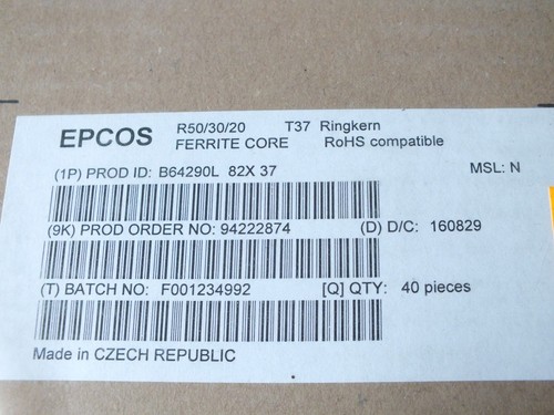 3pcs EPCOS B64290L 82X37 Ferrite Rings R50mm(D)x30mm(d)x20mm(h) - Picture 5 of 6
