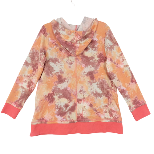 LOGO LOUNGE Lori Goldstein Pink Tie Dye Waffle Thermal Zip Hoodie SIZE LARGE - Picture 3 of 12