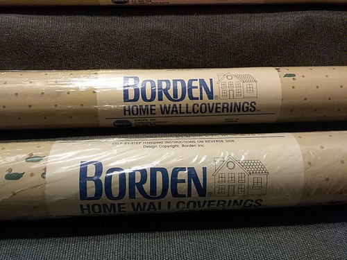 Vtg Borden Home Solid Vinyl Wallcoverings Duck  Wallpaper Prepasted 3 Dbl Rolls - Picture 3 of 12