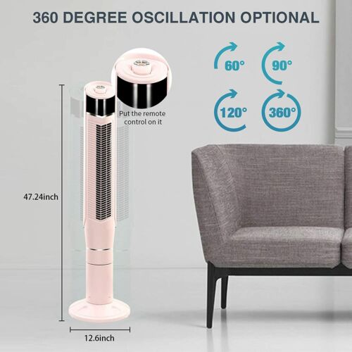 Portable 47" LED Pink Oscillating Standing Tower Fans w/Remote Control Home - Picture 2 of 7
