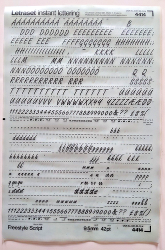 6x Letraset Lettering Rub On Freestyle Script Font Dry Transfer Typography Sheet - Picture 3 of 7