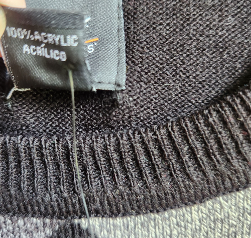 Dockers Argyle Sweater Mens Large Black Gray Comfort Touch LS Knit 100% Acrylic - Picture 7 of 13
