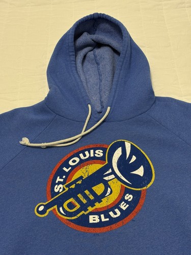 Women’s St. Louis Blues Retro Trumpet Logo Hoodie XL Blue - Picture 3 of 5