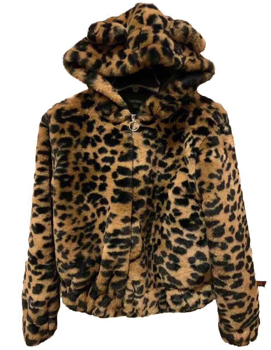 New Wild Fable Women's Leopard Print Fuzzy Faux Fur Zip Up New Wild Fable Women's Leopard Print Fuzzy Faux Fur Zip Up
