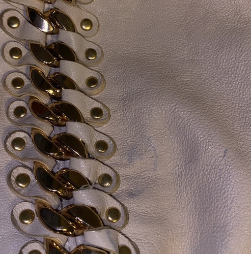 Michael Kors Hobo Shoulder Handbag # B-1101 Large Beige Leather Chain Metal Acc - Picture 12 of 12